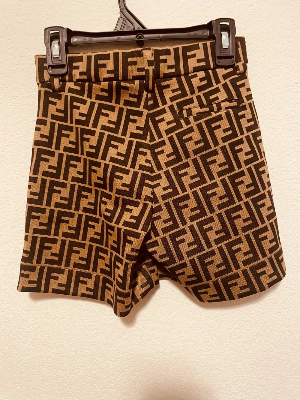Fendi Brown and Black FF Logo Knit Shorts